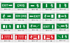 Acil çıkış ve yangın yönlendirme levhaları