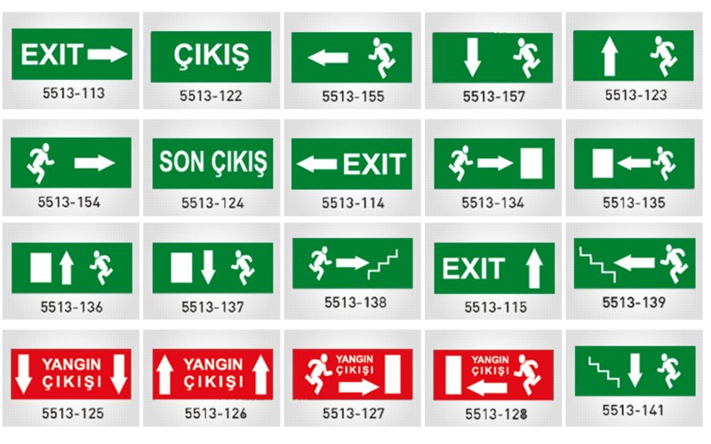 Acil çıkış ve yangın yönlendirme levhaları