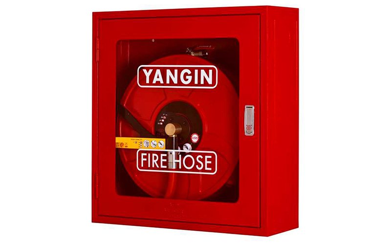 Temperli camlı kırmızı yangın dolabı