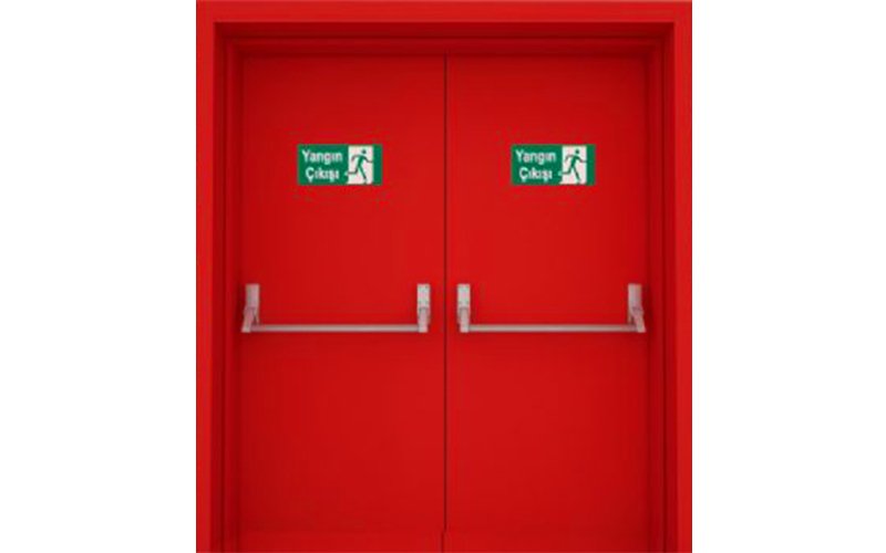 Çift kanatlı panik barlı yangın kapısı